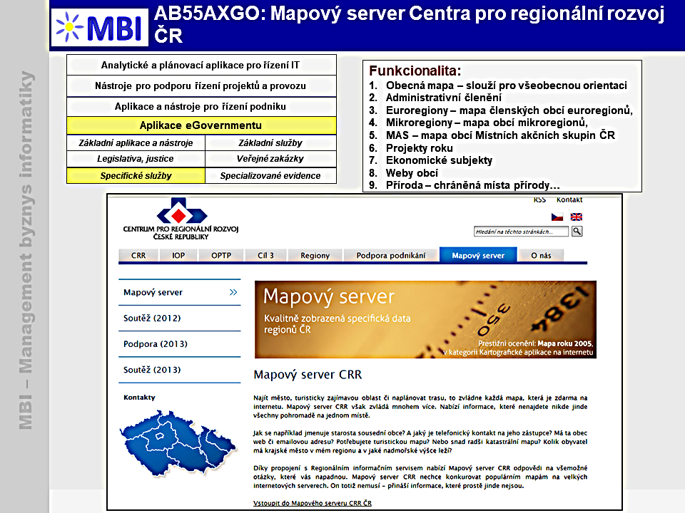 Mapový server Centra pro regionální rozvoj ČR