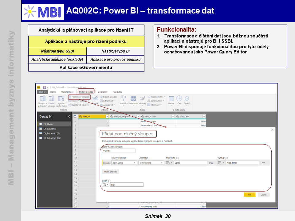 Power BI - Transformace a čištění dat